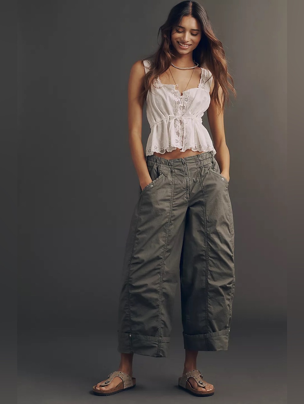 NWT Size XS - Anthropologie Pilcro Cotton Crop Parachute Pants (NWT US$ 148)